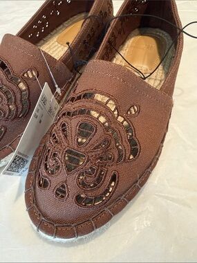 H&M Brown Women's Espadrilles with Laser-Cut Floral Motif
